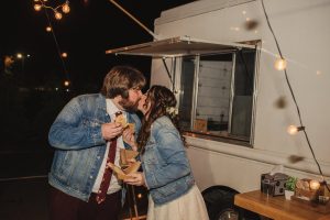 Bride and Groom indulge in Rookies Ice Cream Sandwiches on their wedding day